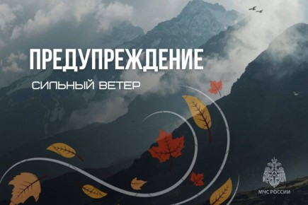 Предупреждение. По данным синоптиков, во второй половине дня 1 ноября с сохранением на сутки 2 ноября по территории Республики Алтай ожидается усиление ветра до 12-17 м/с, местами порывы до 25 м/с, в горах до 35 м/с