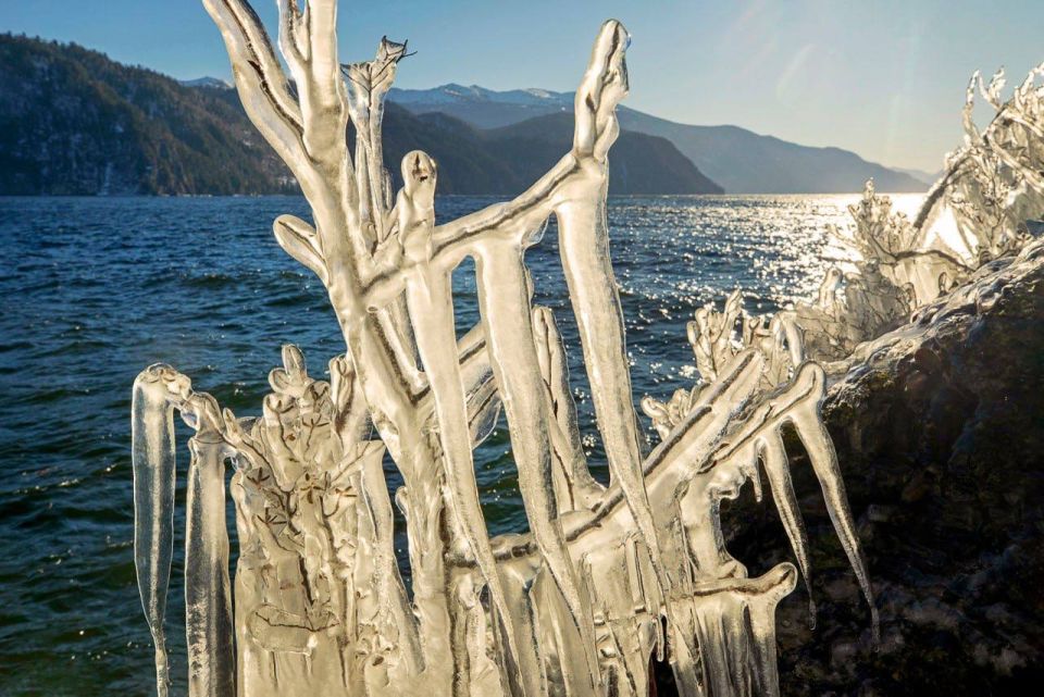 Верховка и мороз создали ледяную сказку