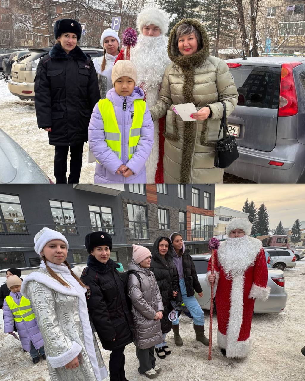 В г. Горно-Алтайске «Новогодний патруль»: Дед Мороз, Снегурочка и юные инспекторы вручили водителям подарки безопасности В г. Горно-Алтайске «Новогодний патруль»: Дед Мороз, Снегурочка и юные инспекторы вручили водителям подарки безопасности