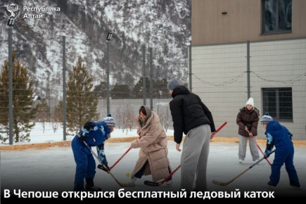 В Чепоше Чемальского района на территории отеля «Грушевый цвет» появилось новое пространство для активного отдыха – ледовый каток