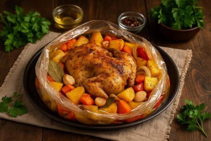 Простой и вкусный ужин: курица с овощами в запекании