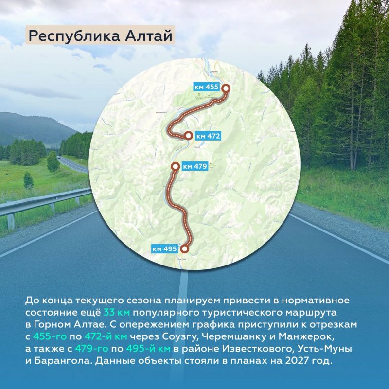 В Республике Алтай продолжаем обновление одной из самых живописных дорог страны В Республике Алтай продолжаем обновление одной из самых живописных дорог страны